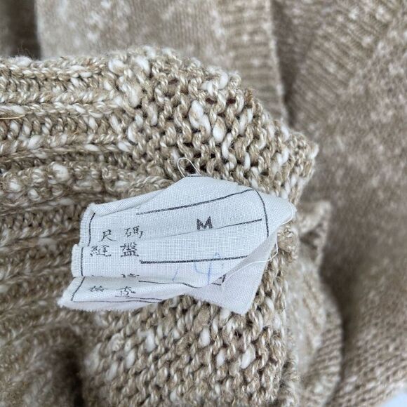 Carroll Reed Vintage Linen Cotton Blend Cardigan Grandpa Sweater Tan Medium - Picture 9 of 9